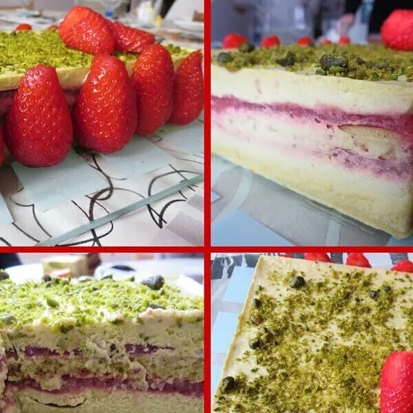 Entremets fraise-pistache