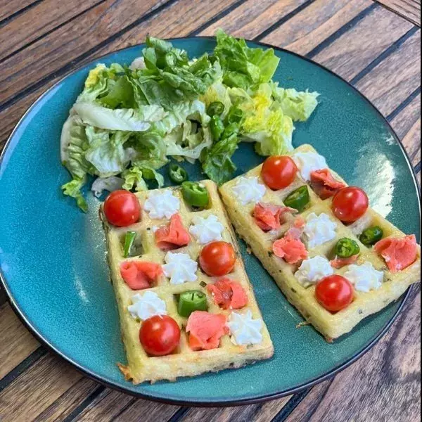 GAUFRES POMMES DE TERRE ET HERBES FRAICHES DU JARDIN