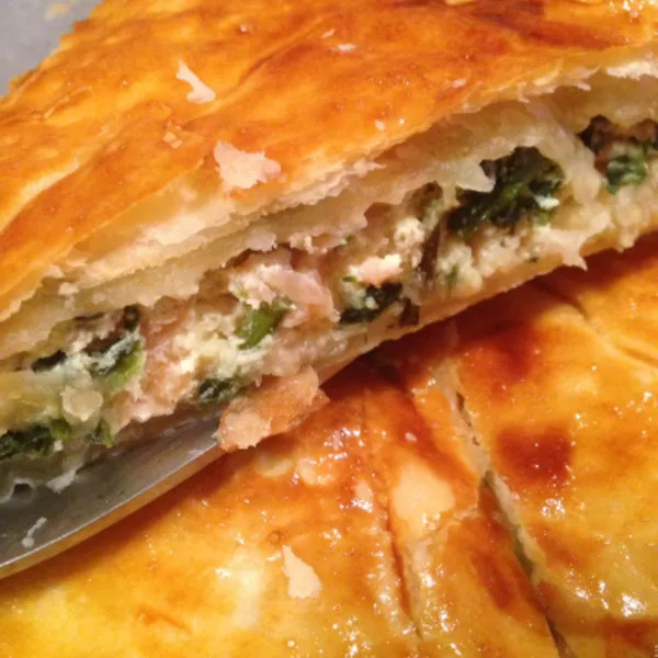 Tourte à la ricotta, saumon et épinards 