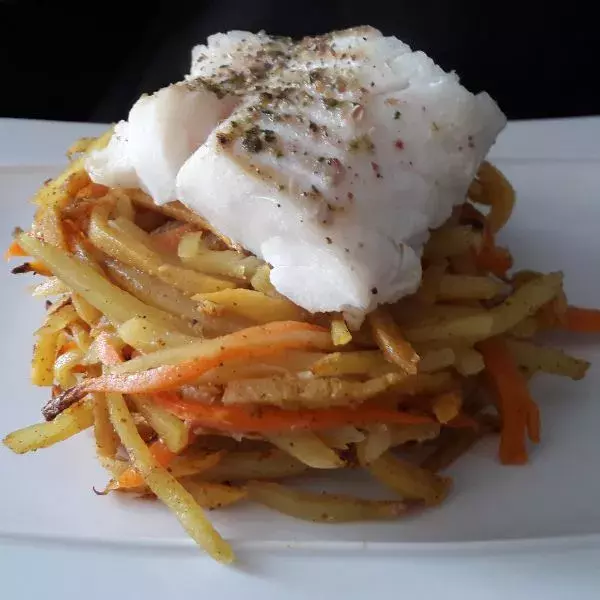 Dos de Cabillaud sur lit de Légumes rôtis au Massalé 