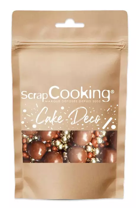 Pot de décoration perles chocolat au lait - doré