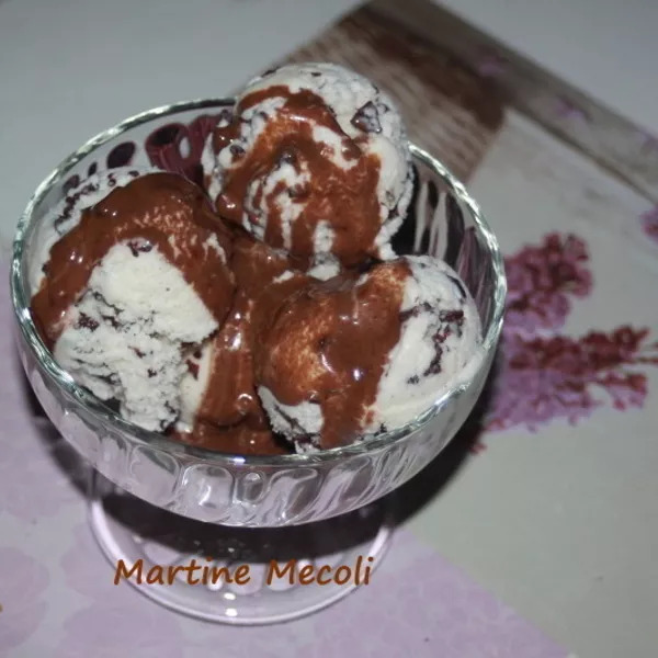 Coupe glacée stracciatella et sa sauce fudge sans cook'in