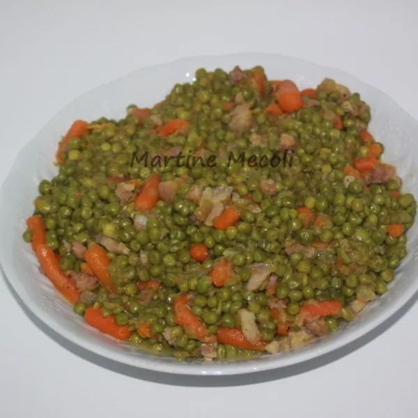 Petits pois carottes aux lardons sans cook'in