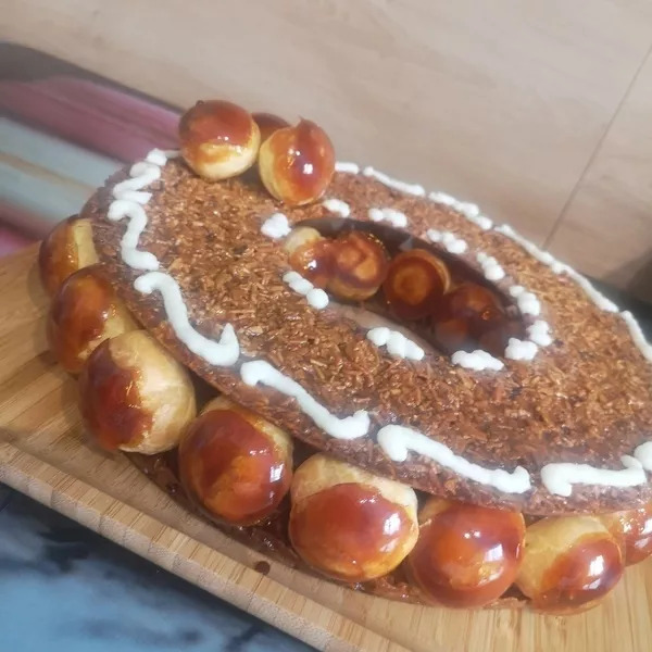 tarte couronne croque en bouche, choux crème , nougatine facile 