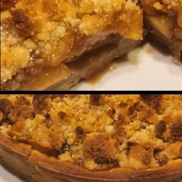 Tarte pommes caramel beurre salé et crumble