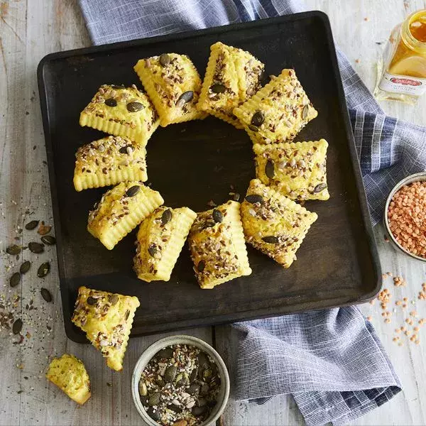 Cakes aux lentilles corail, carottes et curcuma