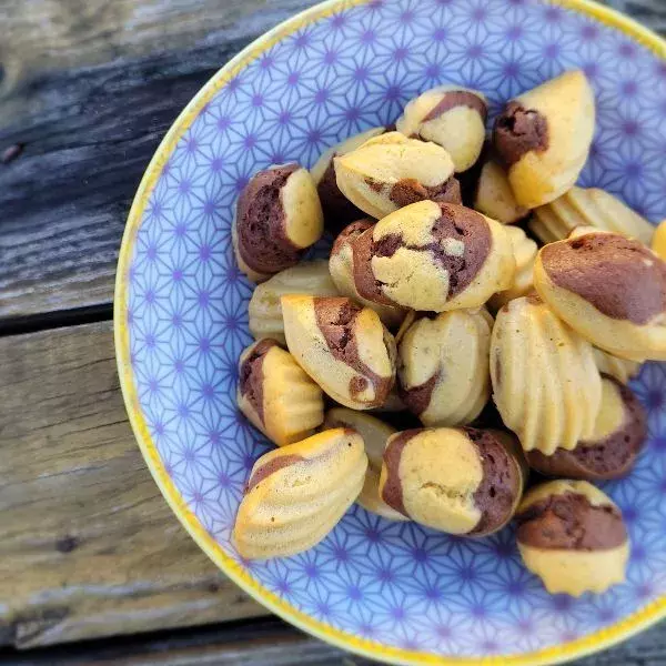 Mini madeleines marbrées beurre de cacahuètes chocolat