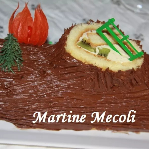 Bûche traditionnelle à la crème au beurre vanillée et chocolatée