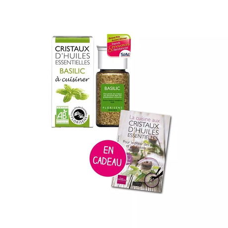 Cristaux d'huiles essentielles Basilic + Livre offert