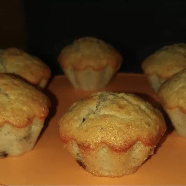 Muffins banane , chunks , coeur fondant 