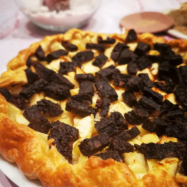 Tarte au boudin de campagne et pommes