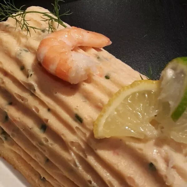 bûche saumon et crevettes