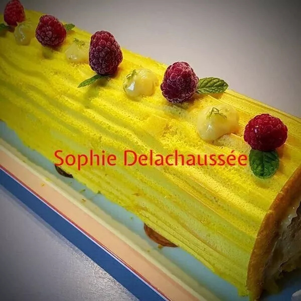 Bûche au lemon curd et framboises