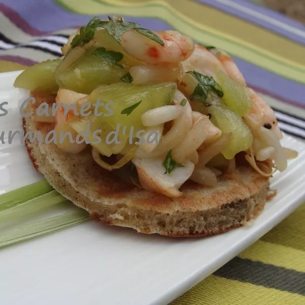 Tartare de crevettes et kiwis à la citronnelle