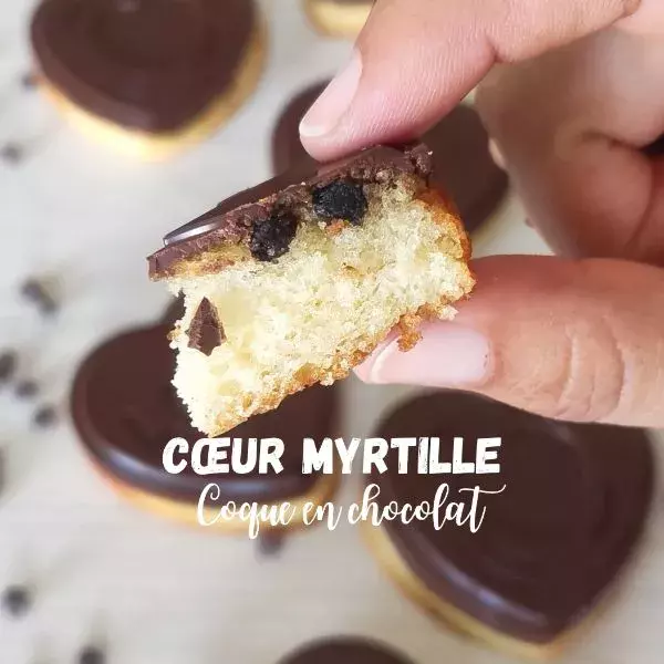 Coeur myrtille - coque chocolat