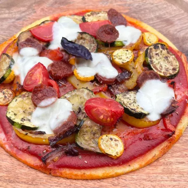 PIZZA POLENTA LEGUMES GRILLES