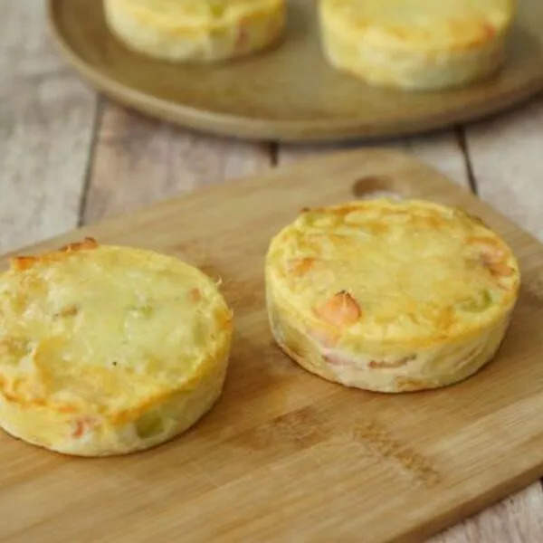 Quiches sans pâte individuelles saumon fumé/poireaux