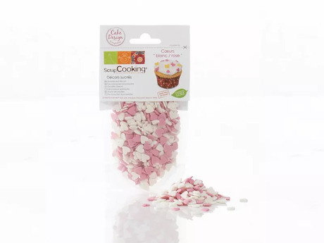 Mini-sucres coeurs roses et blancs 50 g