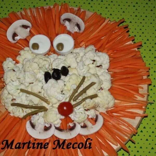 Tête de lion en crudités