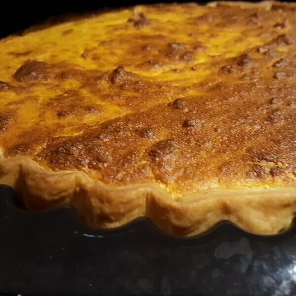 Tarte de potimarron, lardons et oignons