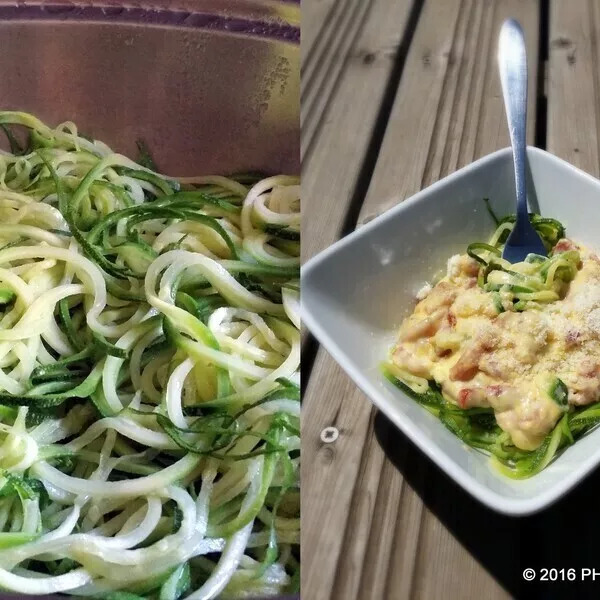 Spaghettis de courgette à la carbonara