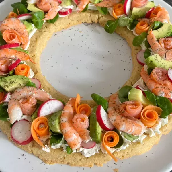 Couronne salée saumon crevettes