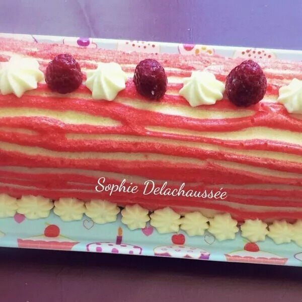 Bûche express Vanille Framboises, décor contrasté