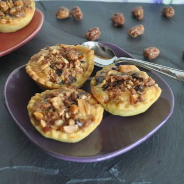 Tartelettes aux pralines amandes et chocolat 