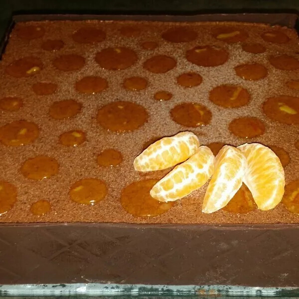 Entremet mousse au chocolat avec insert mandarine/orange