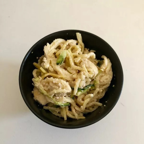 Sauce noix de cajou, Spaghettis courgettes poulet