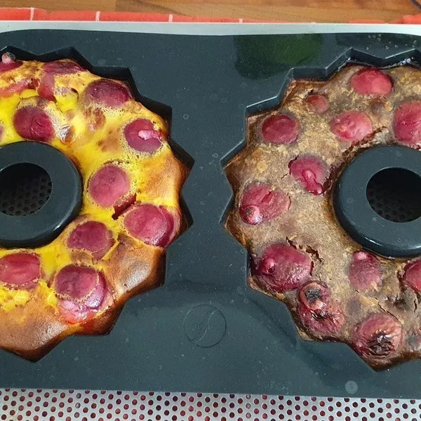 Double clafoutis cerises/chocolat