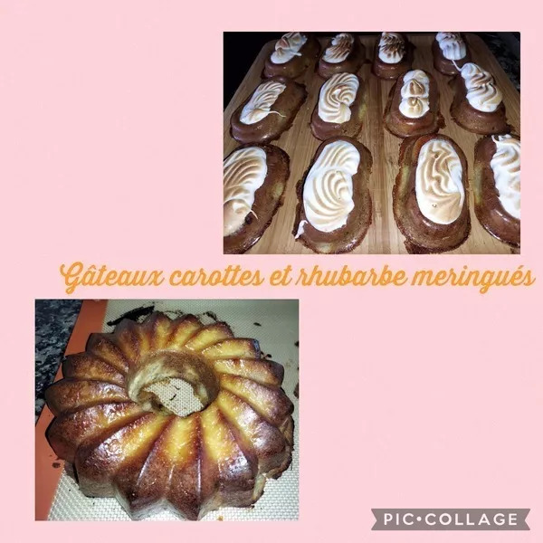 Gâteaux carottes et rhubarbe meringués