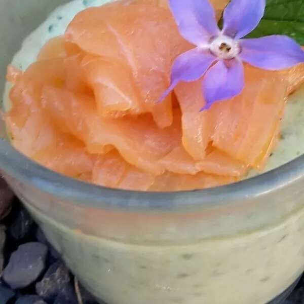 panna cotta courgette menthe et saumon fumé