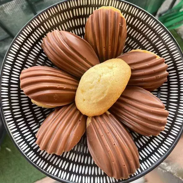 Madeleines vanille coque chocolat au lait 