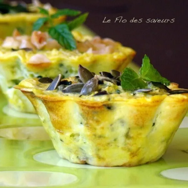 Flans courgettes menthe amandes/graines de courge