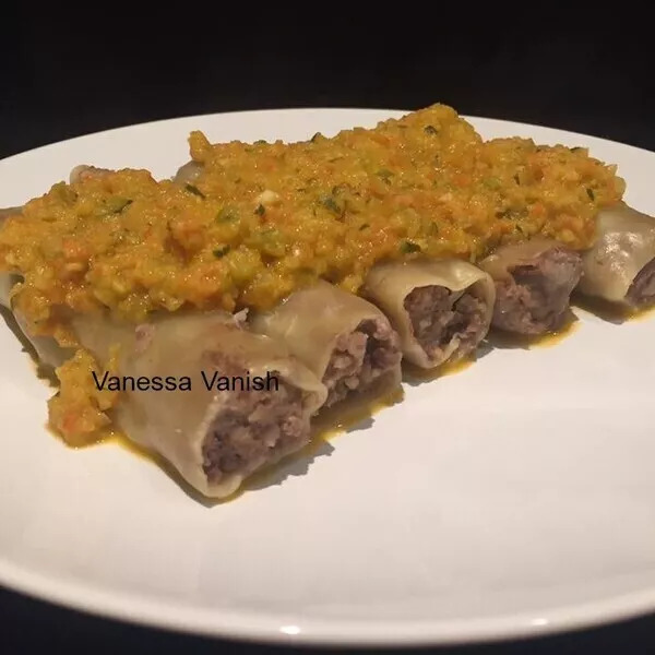 Cannellonis au boeuf et sauce aux légumes