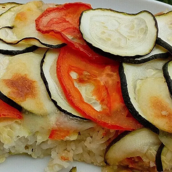 Gratin de riz aux courgettes