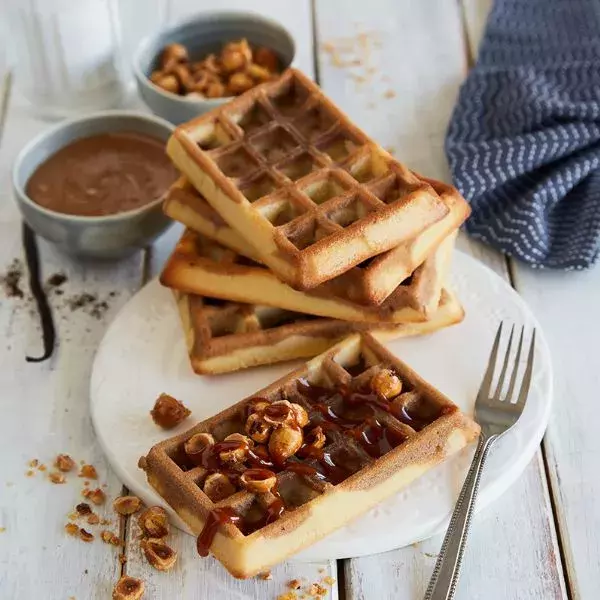 Gaufres à la vanille et praliné