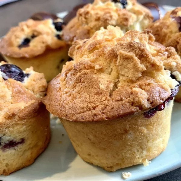 Muffins aux myrtilles chapeau crumble