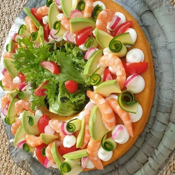 Couronne à la tomate - crevettes et petits légumes