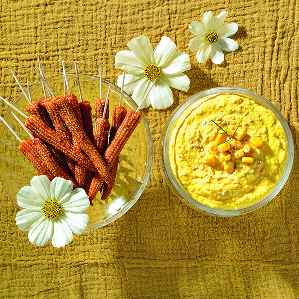 Mini-maïs Tex Mex et houmous