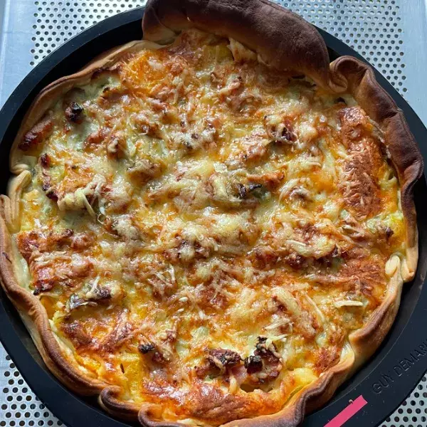 Tarte au potiron, poireaux et lardons