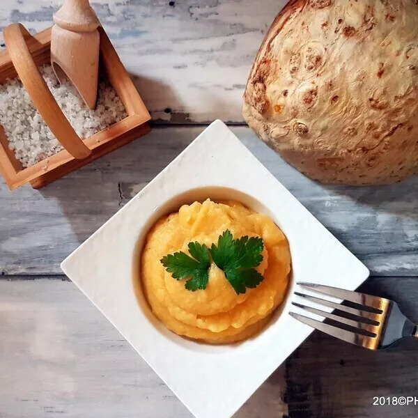 Purée de céleri rave, carotte et pommes de terre