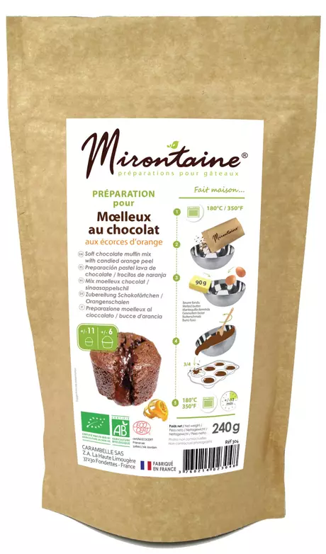 Préparation bio Moelleux chocolat / écorces d'orange 240g