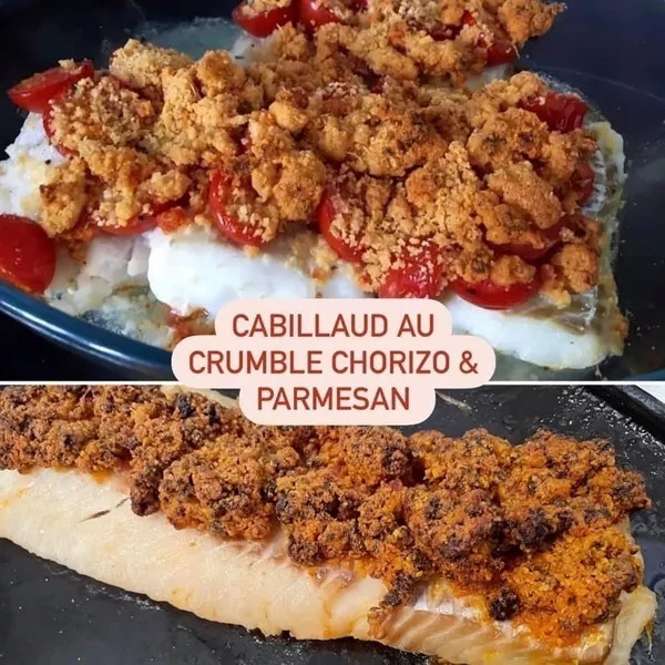 Dos de cabillaud crumble parmesan chorizo