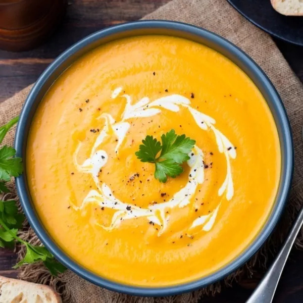 Velouté de patates douces au curcuma et lait d’avoine 