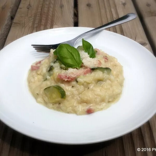 Risotto courgettes et lardons