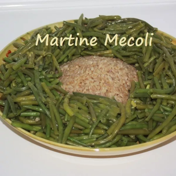 Epeautre perlé et haricots verts à la vapeur