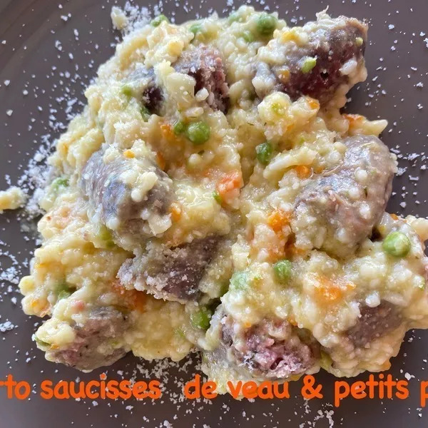 Risotto à la saucisse et aux petits pois