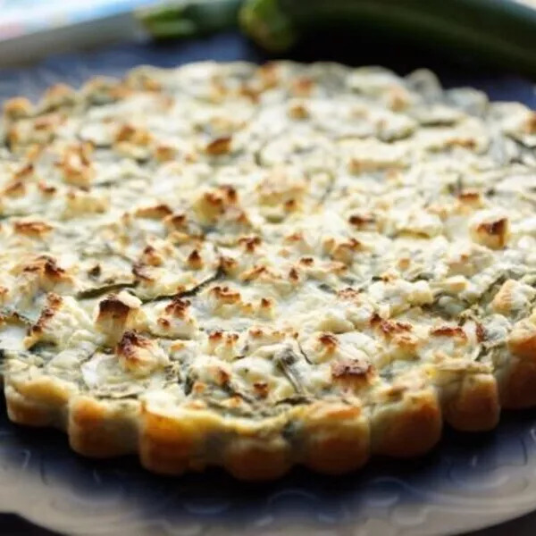 Quiche sans pâte courgettes/feta/menthe